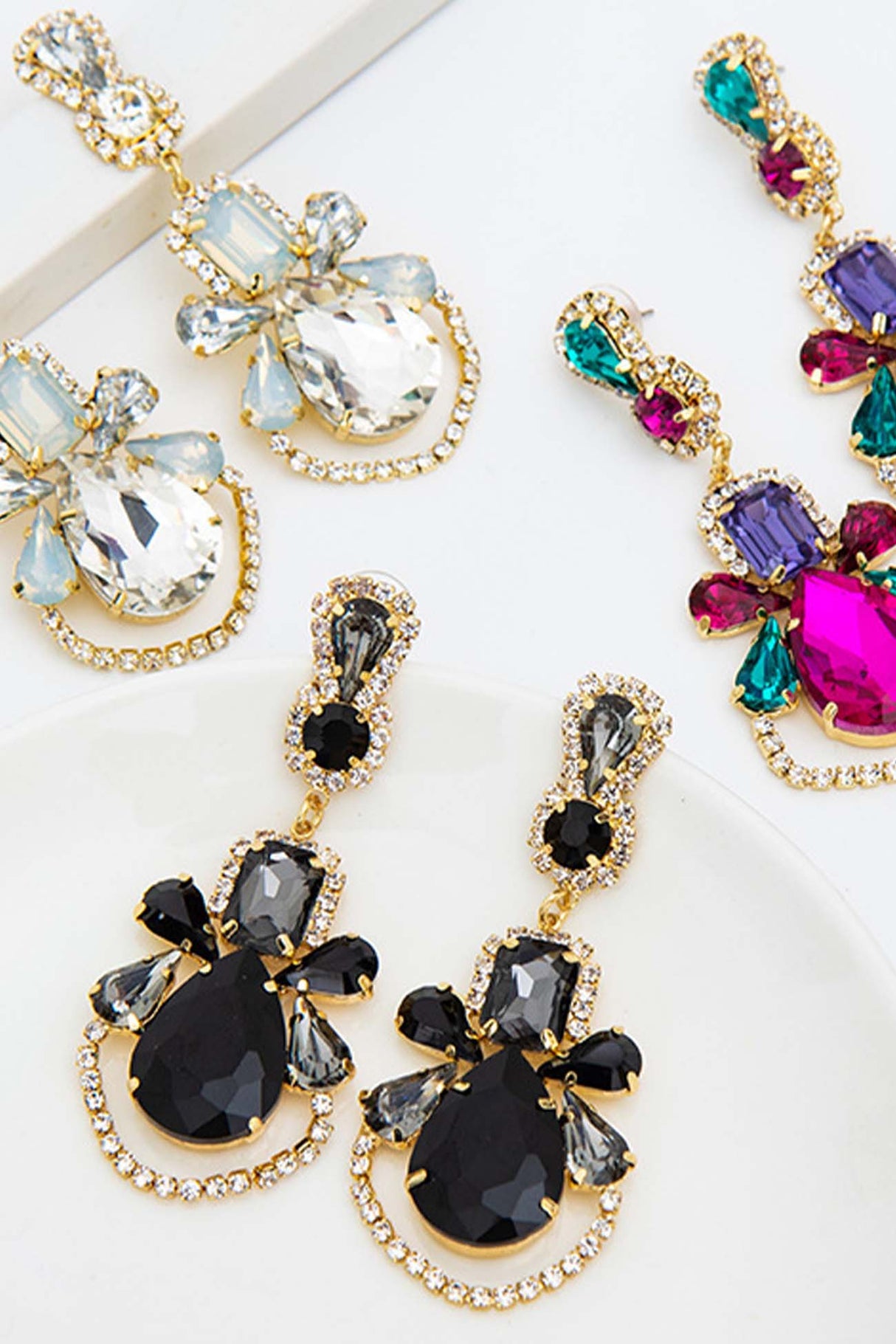 Rhinestone Hollow Drop Earrings