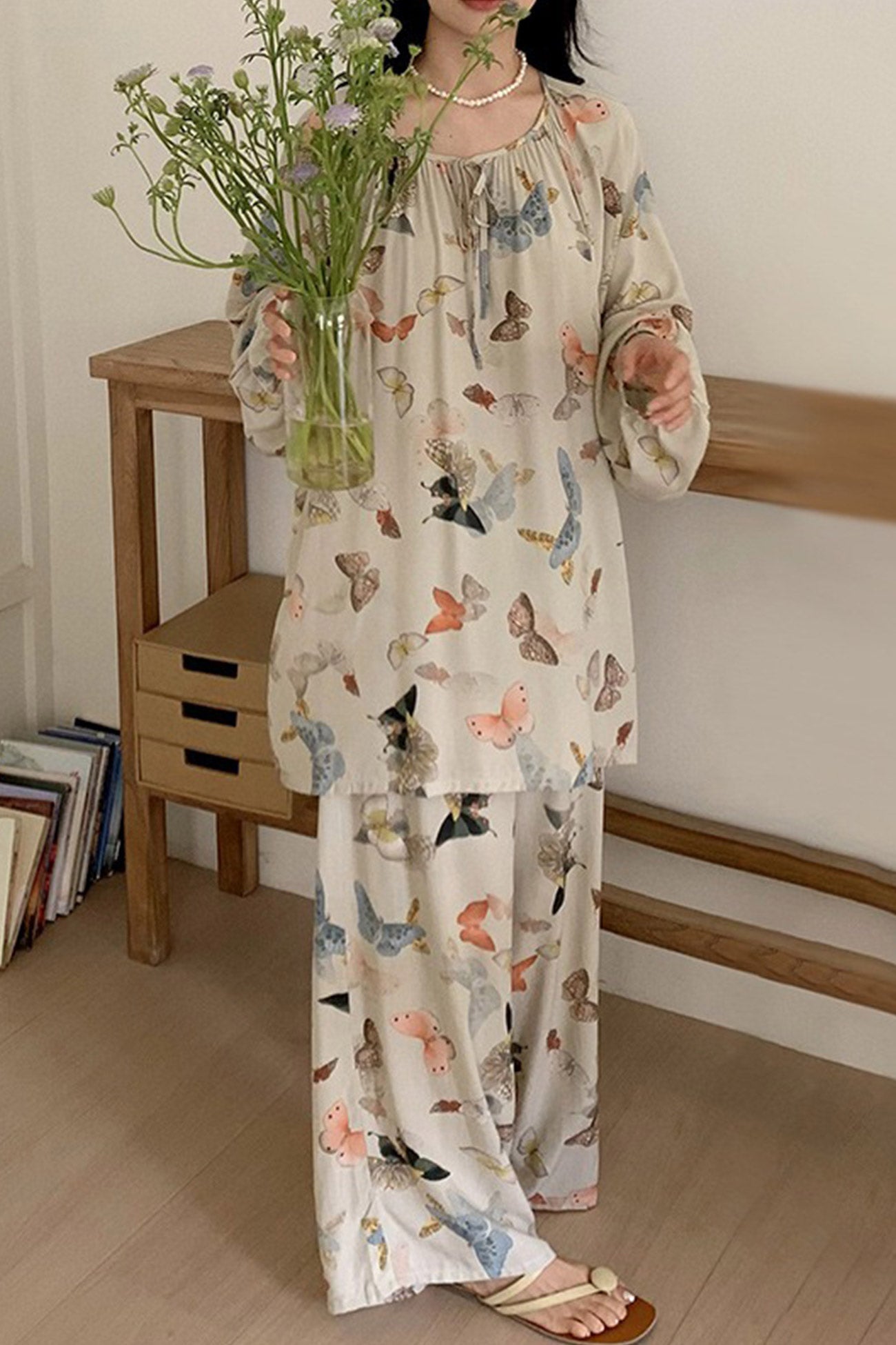 Arolora Printed Tie-up Oversize Loungewear