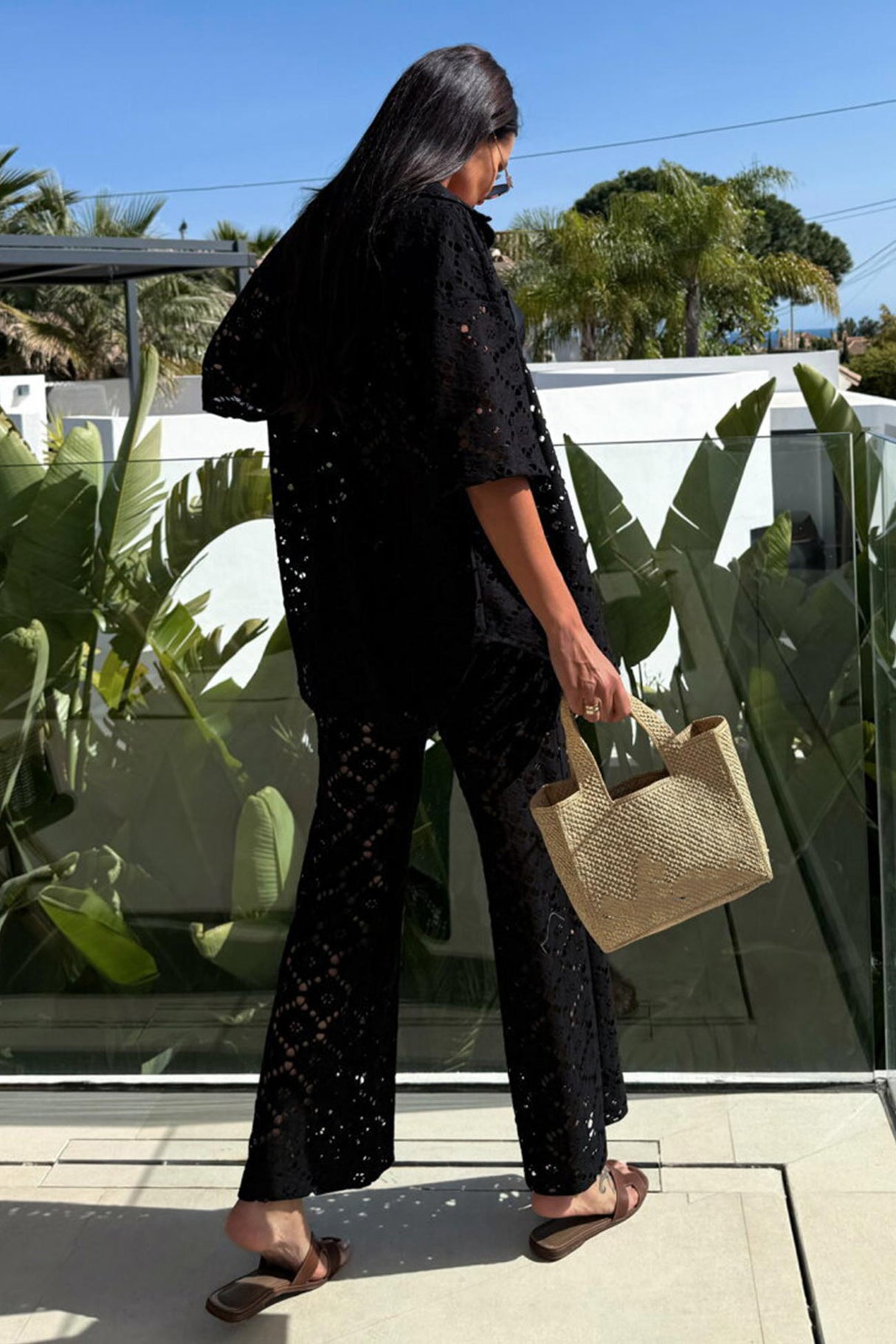 Arolora Lace Lapel Blouse Two-piece Set