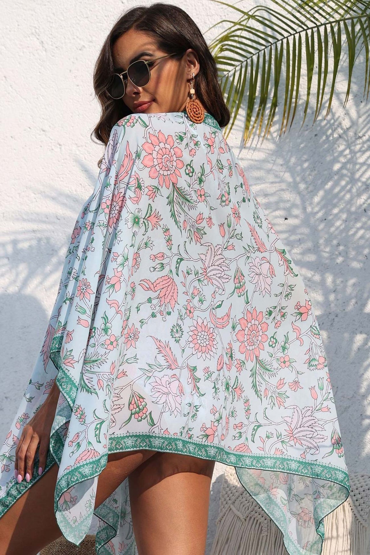 Arolora Low Cut Ruched Floral One-piece Swimsuit