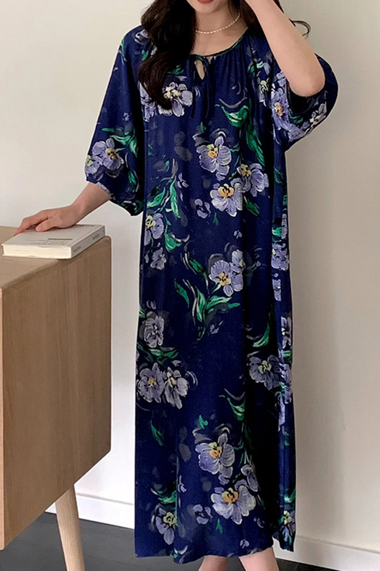 Arolora Printed Tie-up Oversize Loungewear