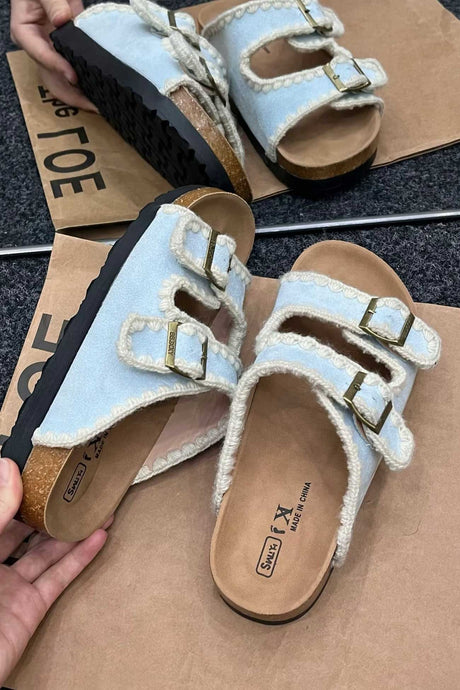 Arolora Candy Color Embroidery Platform Sandals