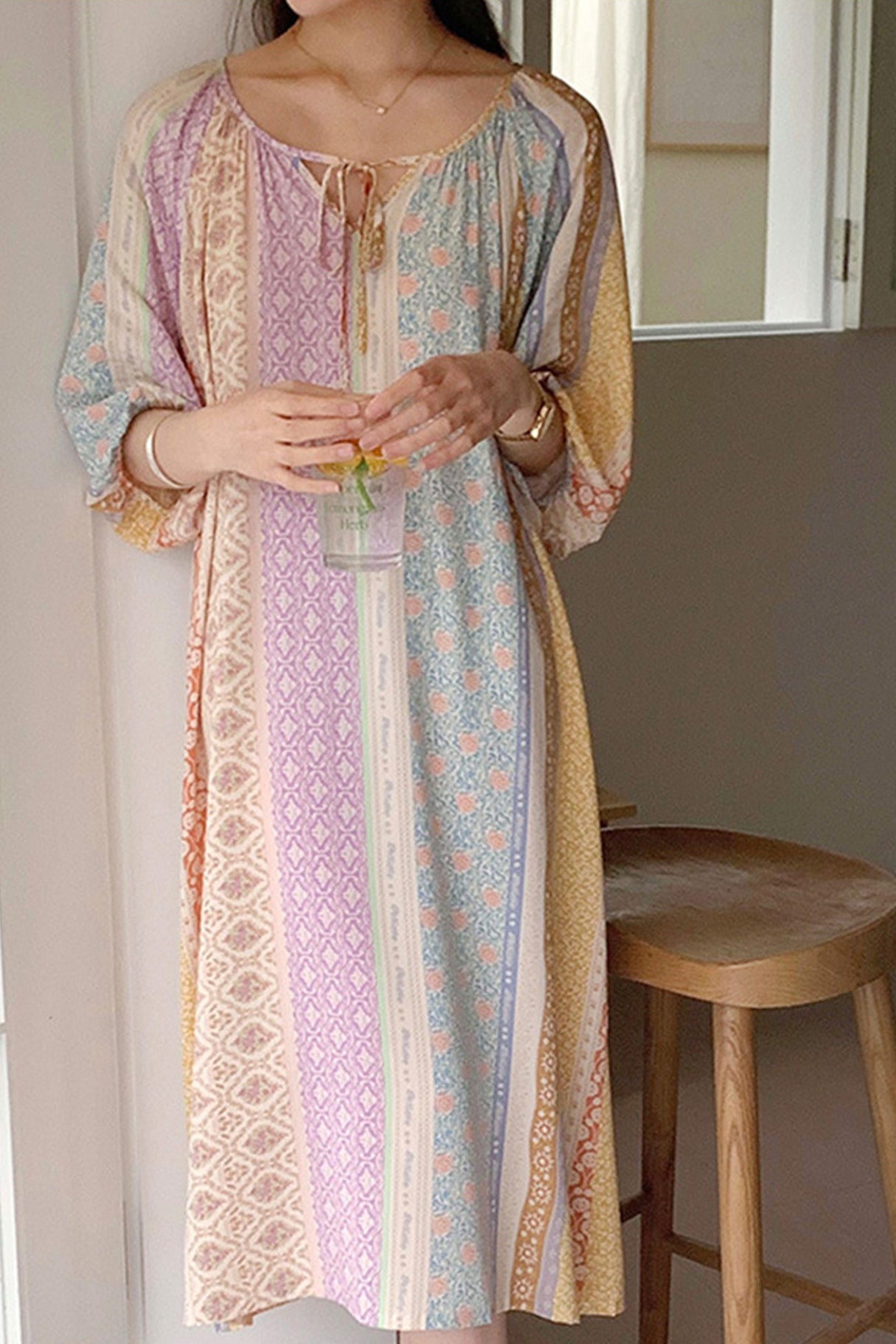 Arolora Printed Tie-up Oversize Loungewear