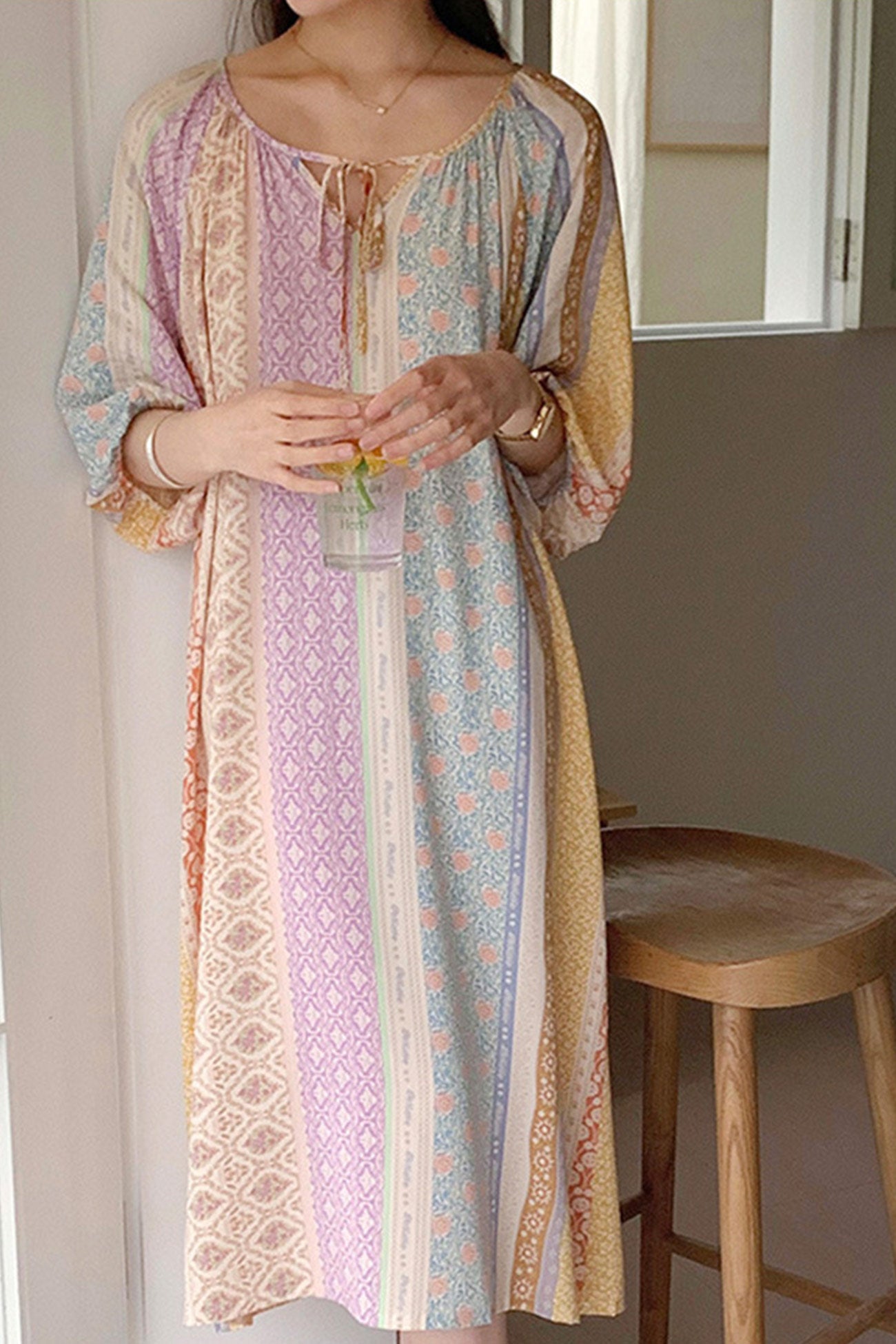 Arolora Printed Tie-up Oversize Loungewear