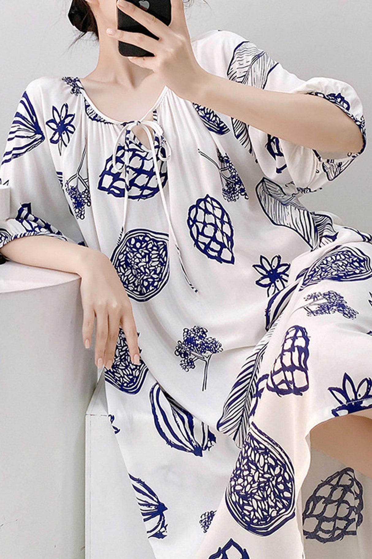 Arolora Printed Tie-up Oversize Loungewear