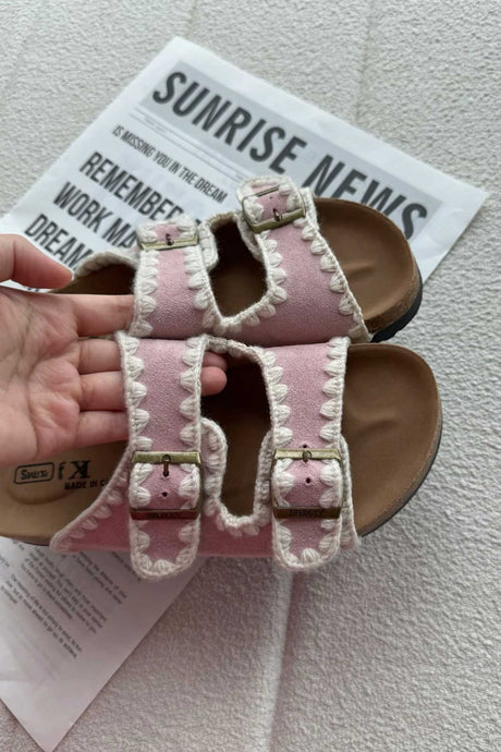 Arolora Candy Color Embroidery Platform Sandals