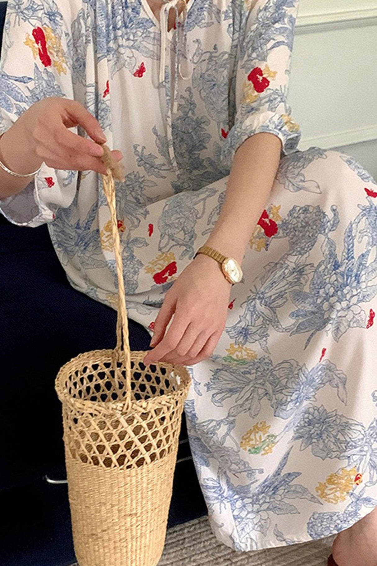 Arolora Printed Tie-up Oversize Loungewear