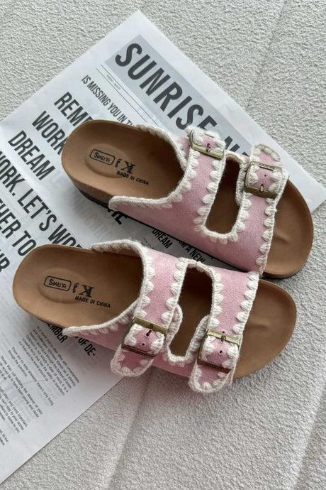 Arolora Candy Color Embroidery Platform Sandals