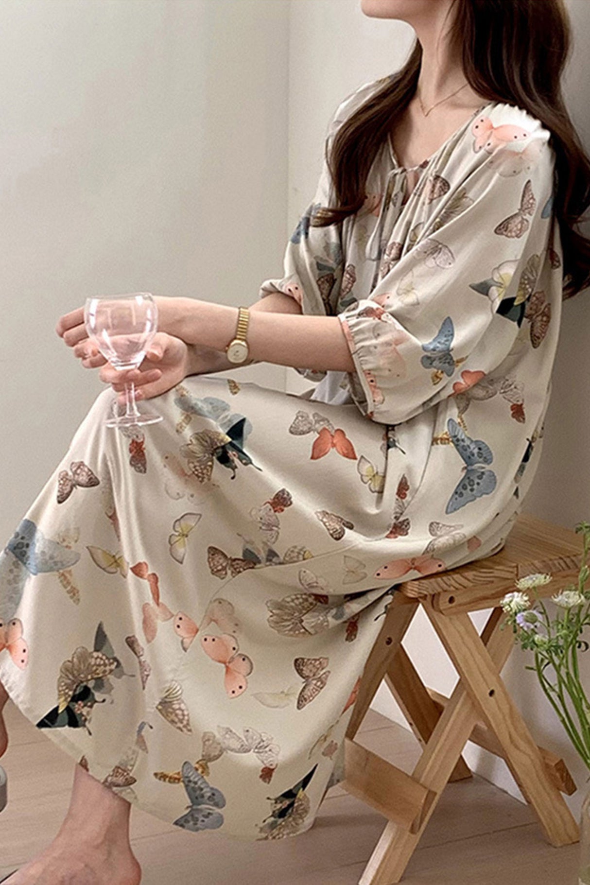 Arolora Printed Tie-up Oversize Loungewear