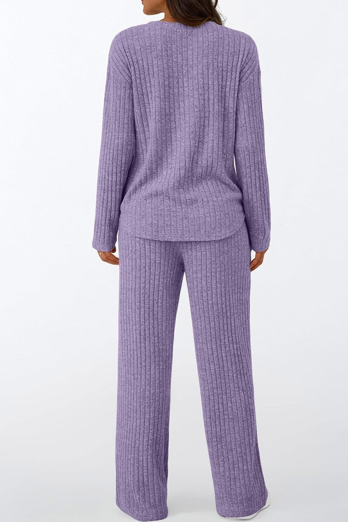 Ribbed Pitted Brushed Two Piece Pants Set