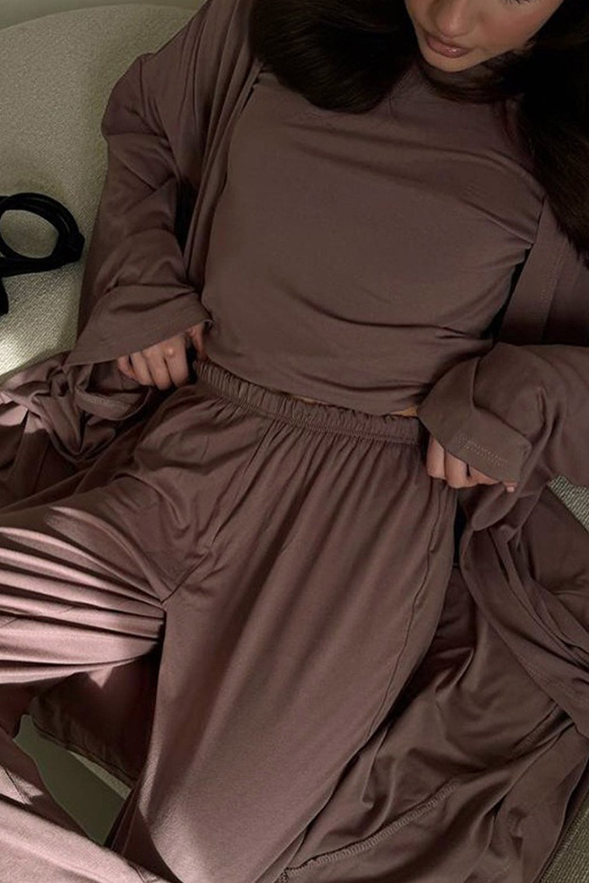 Solid Color Comfy Three-piece Outfit