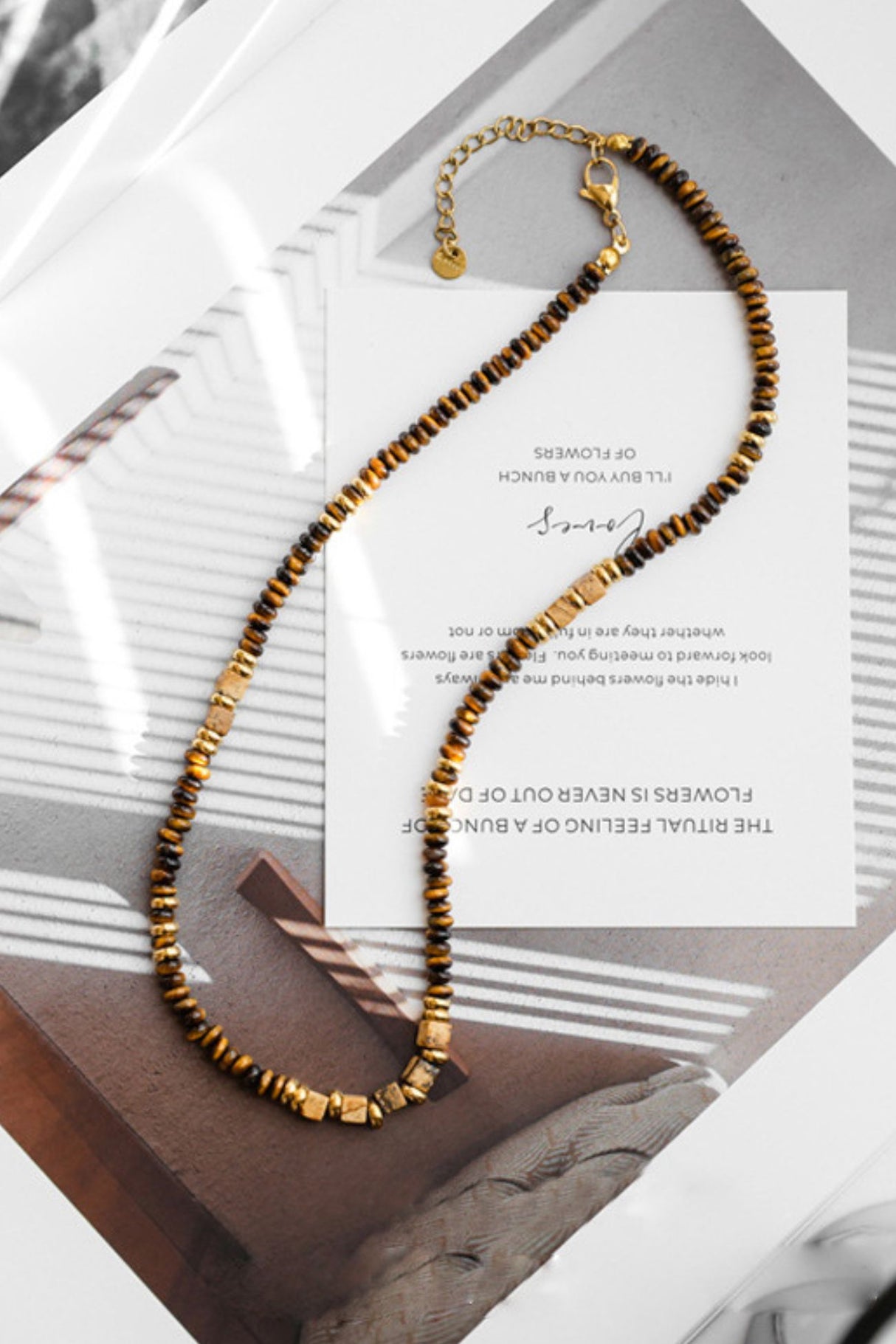 Retro Tiger Eye Stone Beaded Necklace