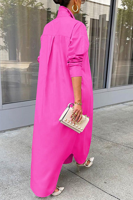 Solid Color Single-breasted Long Blouse