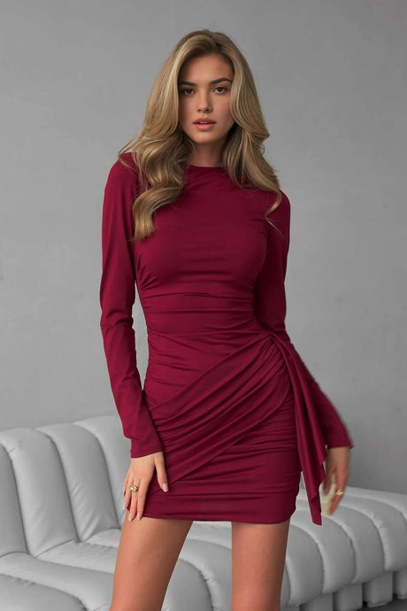Solid Color Ruched Bodycon Mini Dress