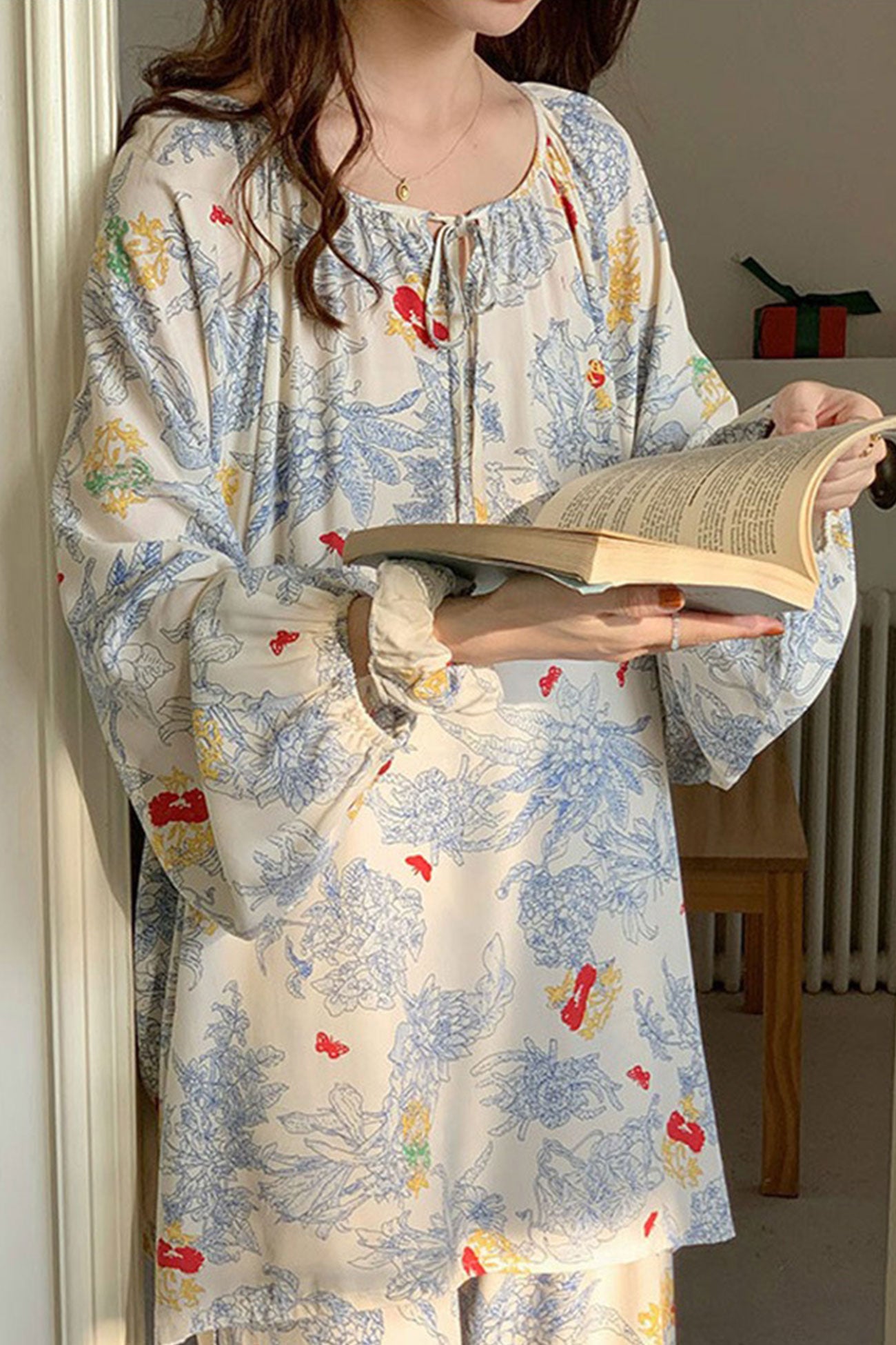 Arolora Printed Tie-up Oversize Loungewear