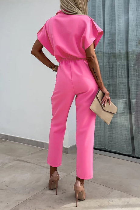 Arolora Cap Sleeve High Waist Cargo Jumpsuits