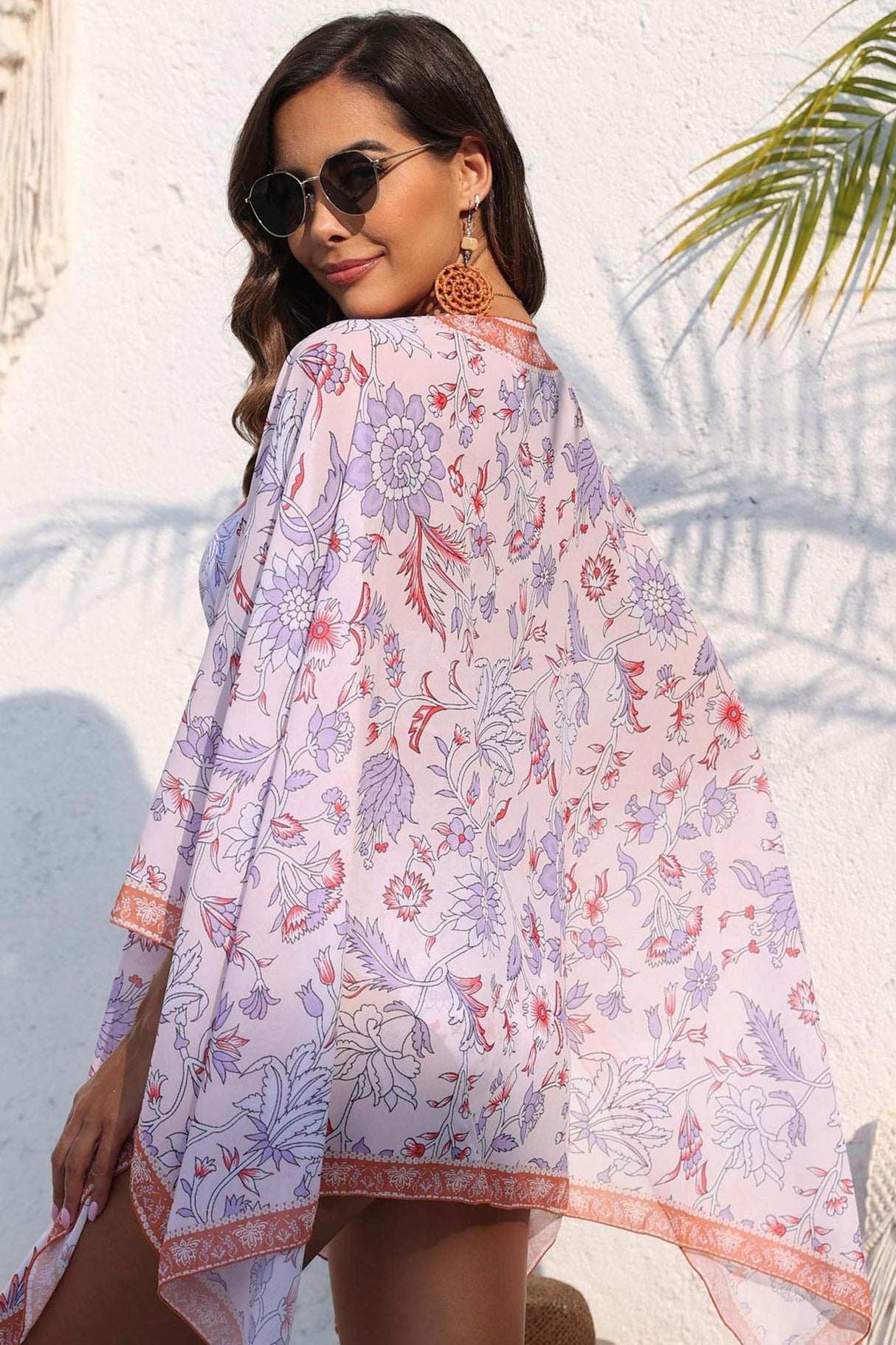 Arolora Low Cut Ruched Floral One-piece Swimsuit