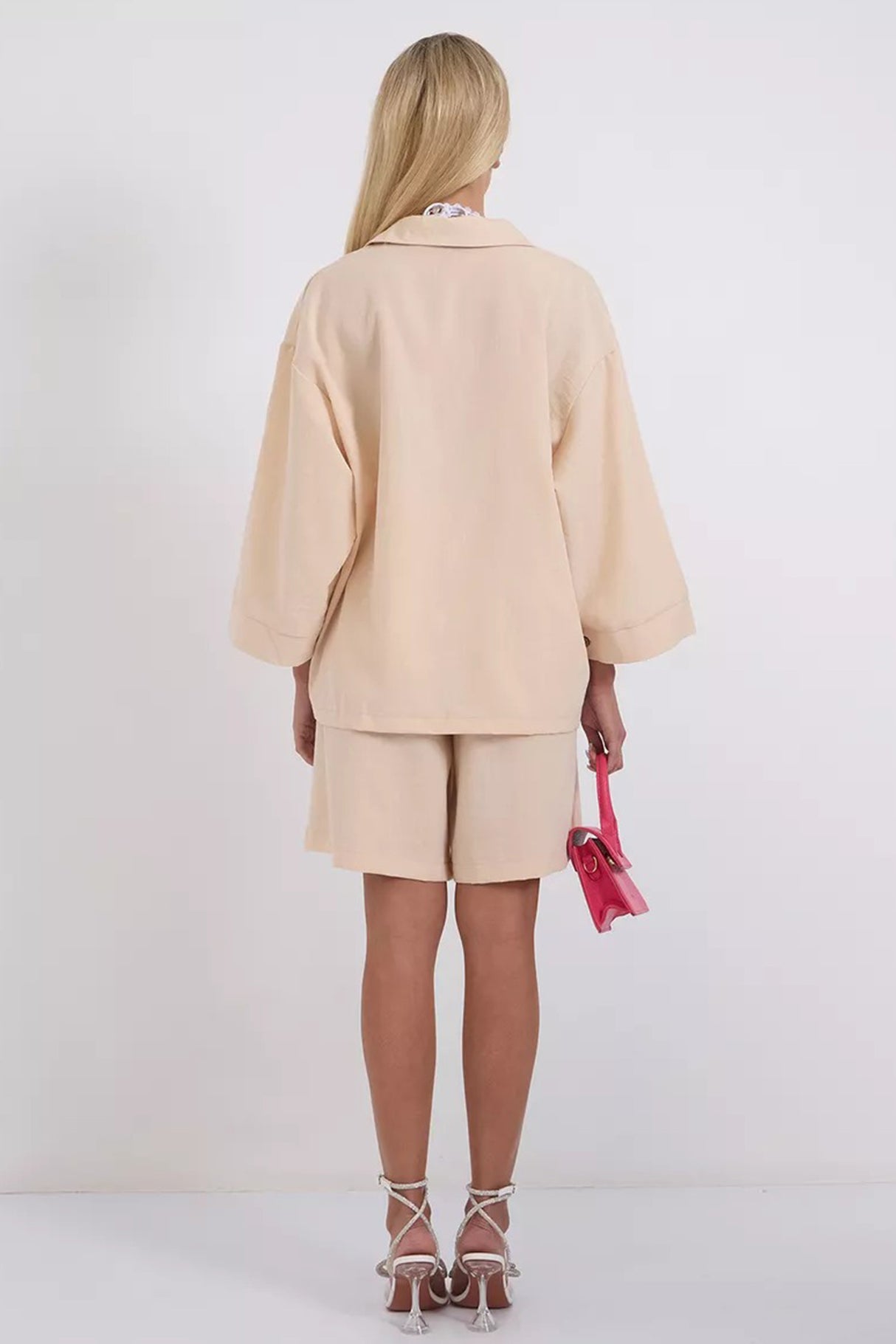 Solid Color Shirt Single-breasted Bermuda Shorts Set