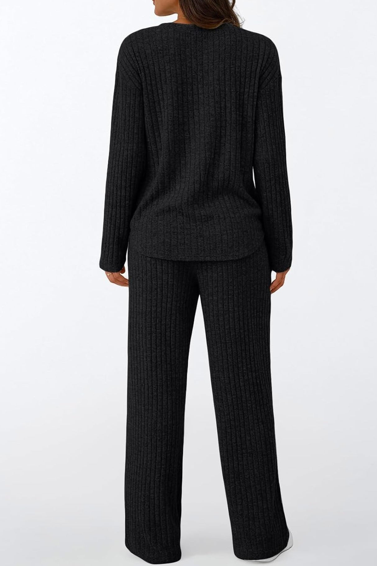 Ribbed Pitted Brushed Two Piece Pants Set