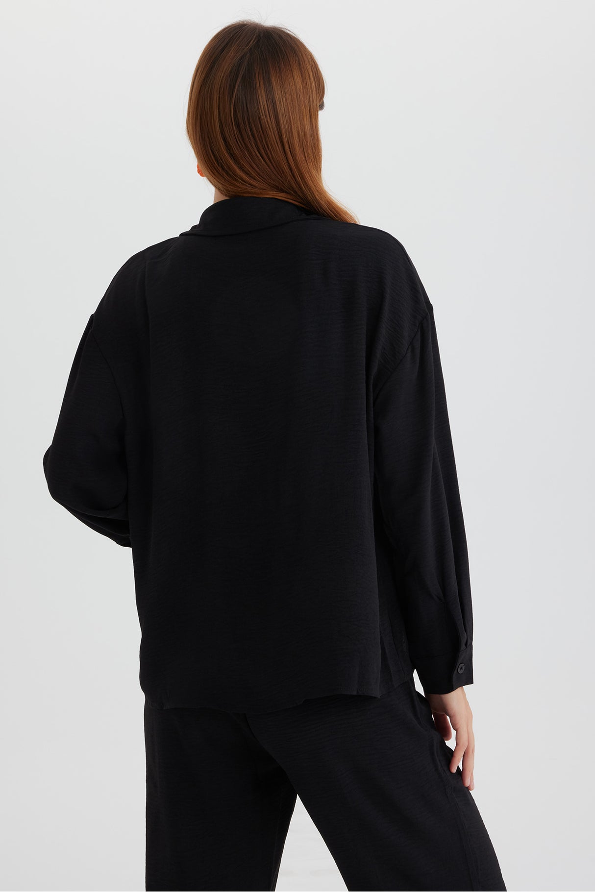 Long Sleeve Solid Color Shirt Long Pants Set