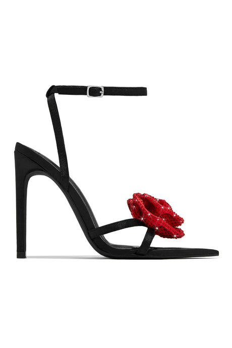 Arolora 3D Rhinestone Floral High Heels