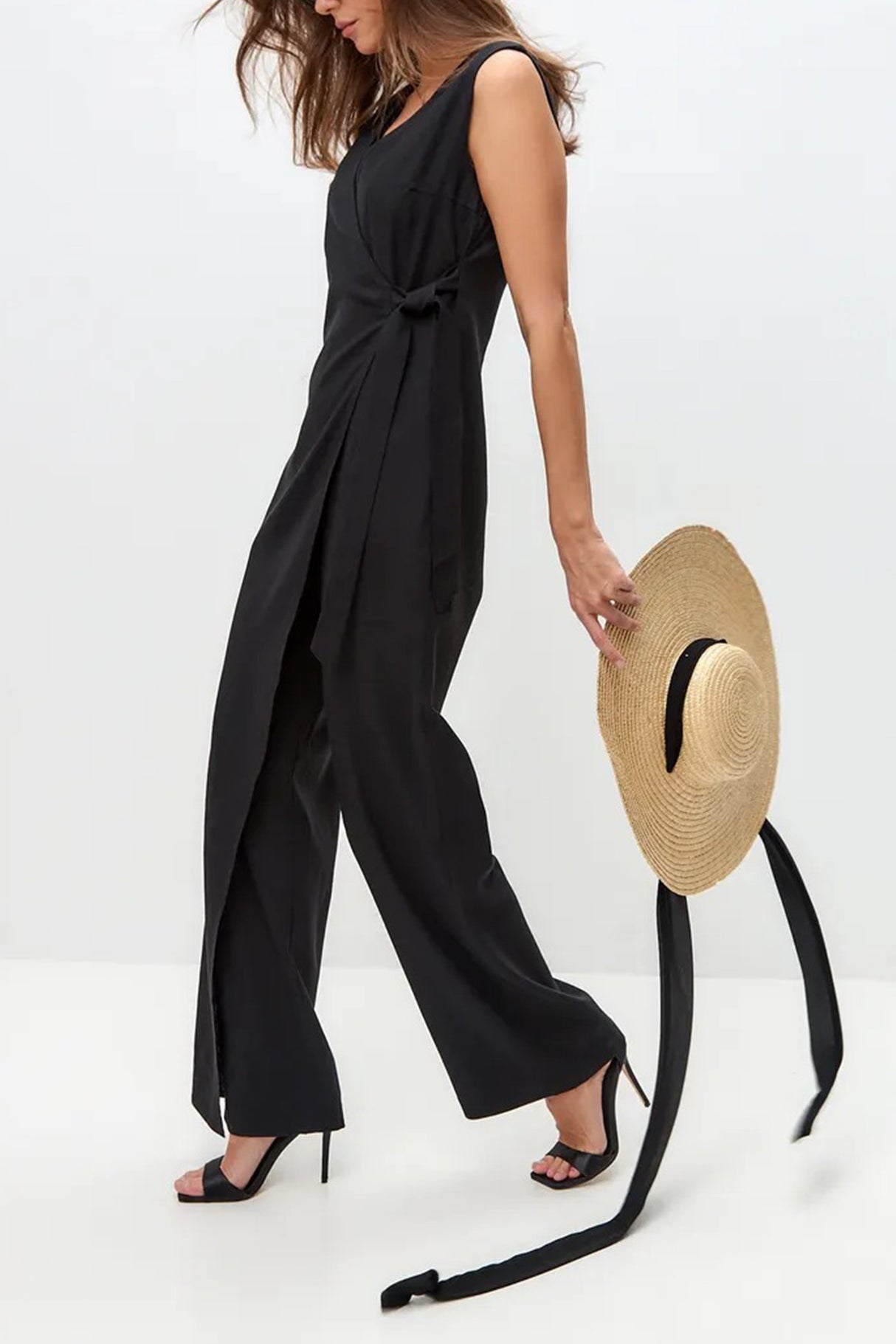V Neck Zip-up Strappy Jumpsuits