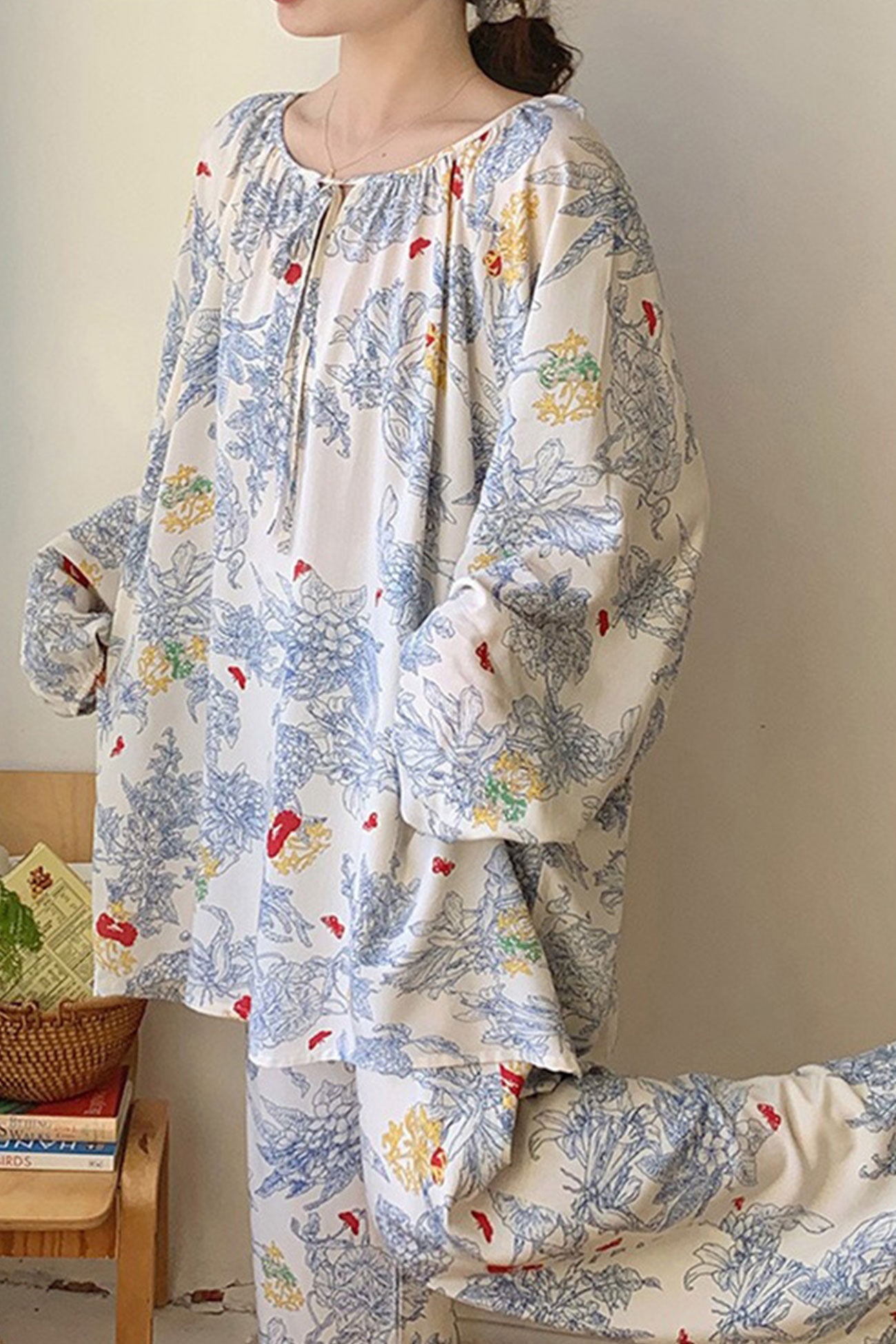Arolora Printed Tie-up Oversize Loungewear