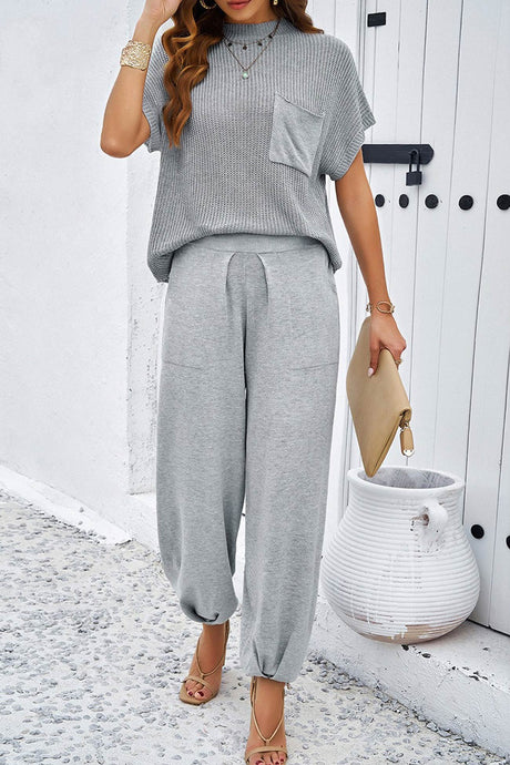 Arolora Bat Sleeve Knit Tops Harem Pants Set