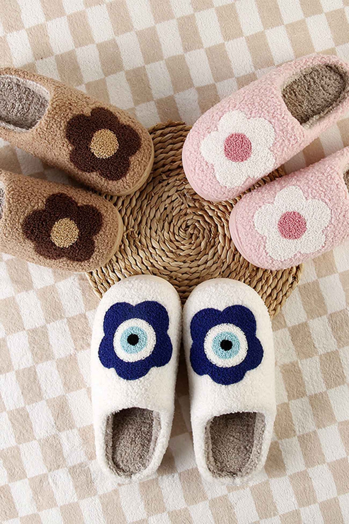 Flower Plush House Slippers