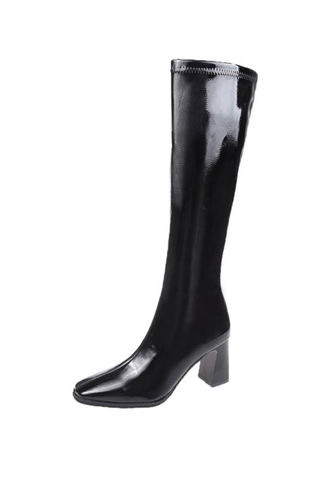 Solid Color Latex Knee Boots