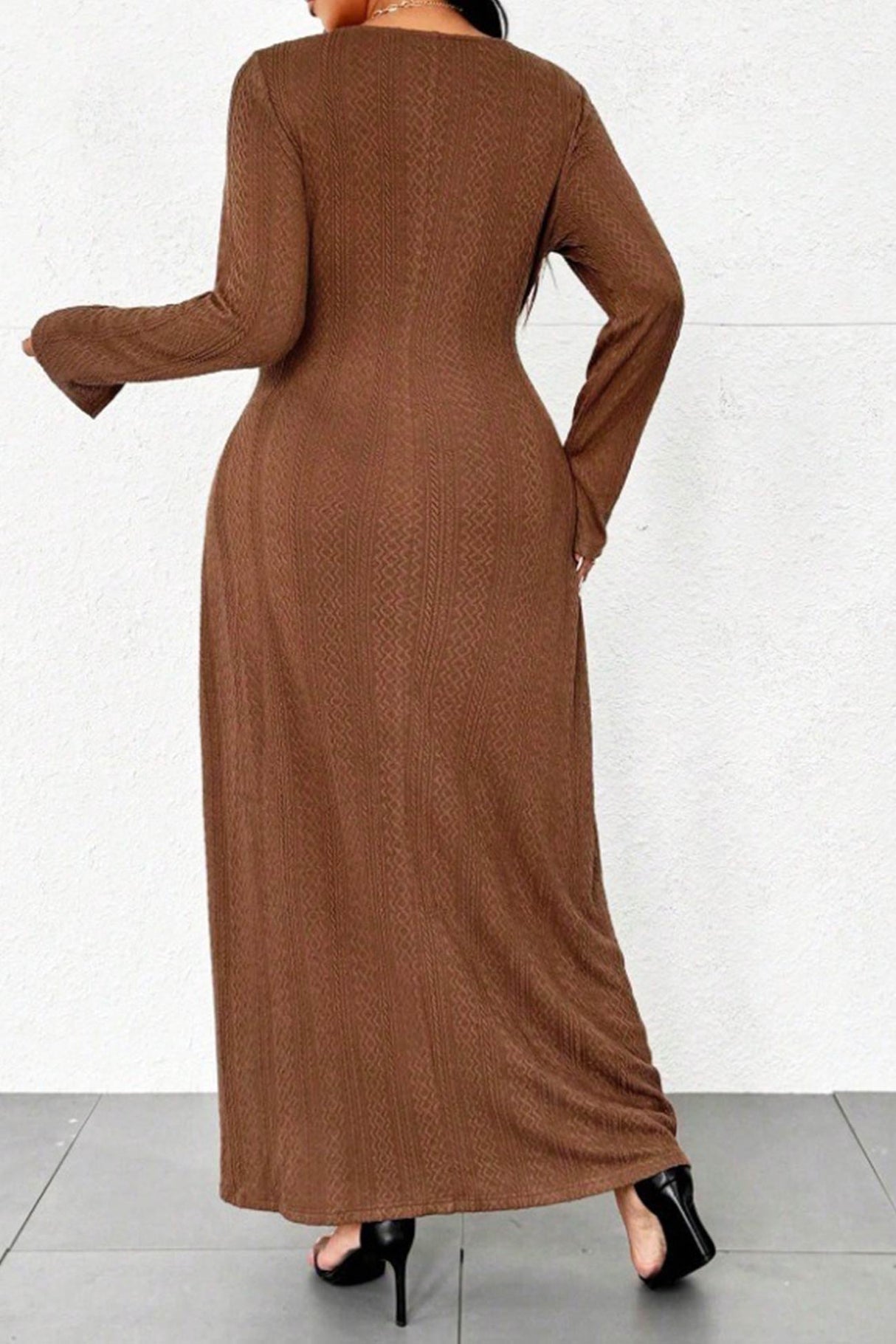 Flare Sleeve Single-breasted Knit Dress