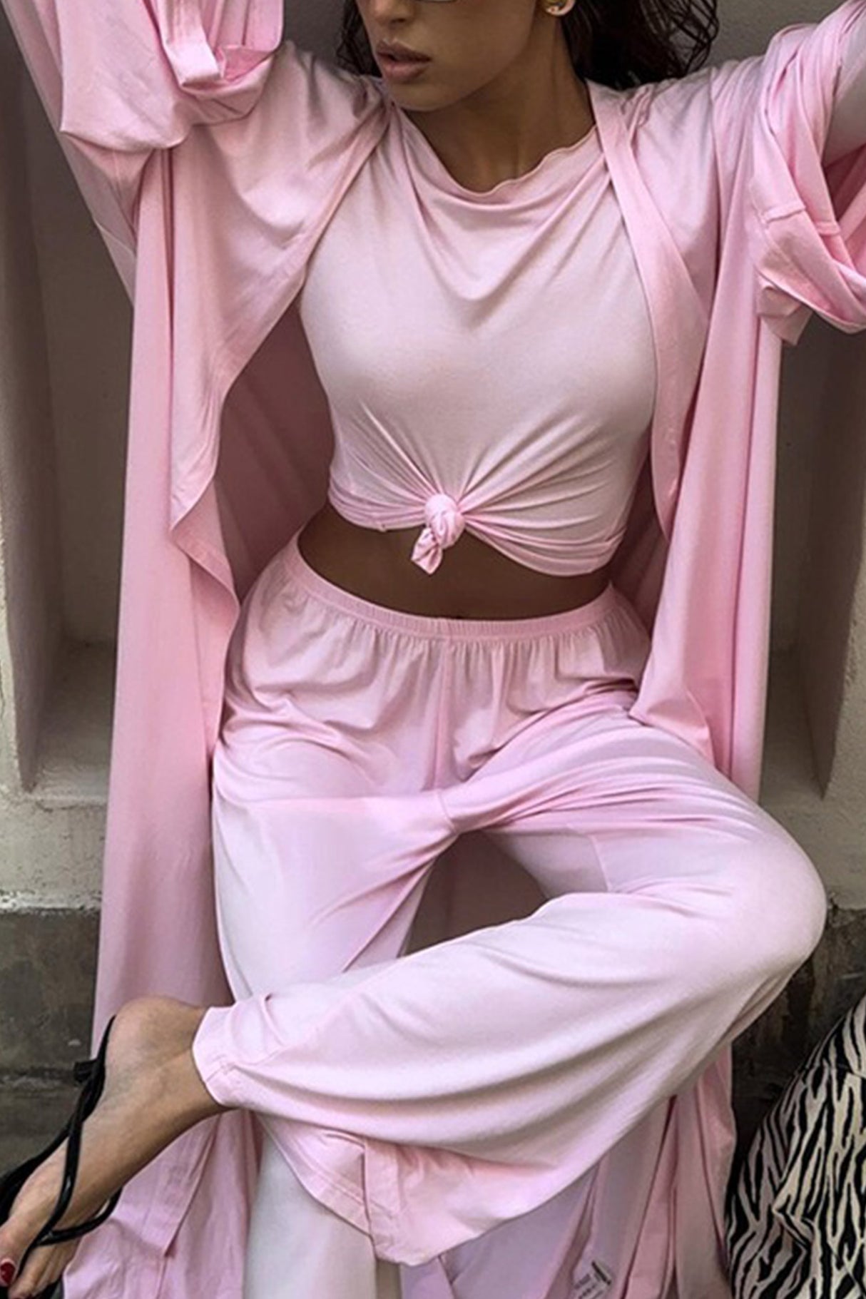 Solid Color Comfy Three-piece Outfit