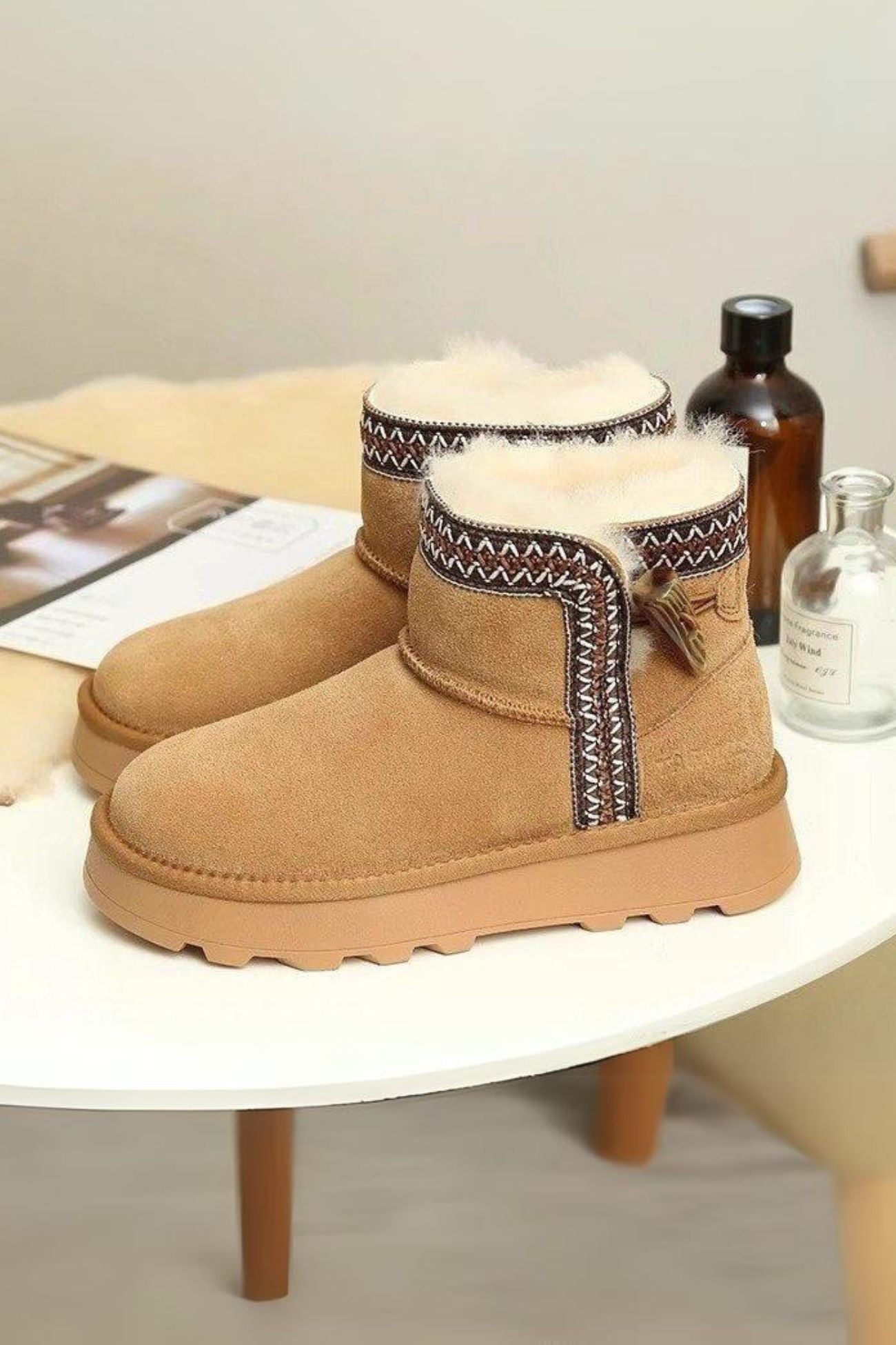 Bohemia Stitch Suede Platform Bootie