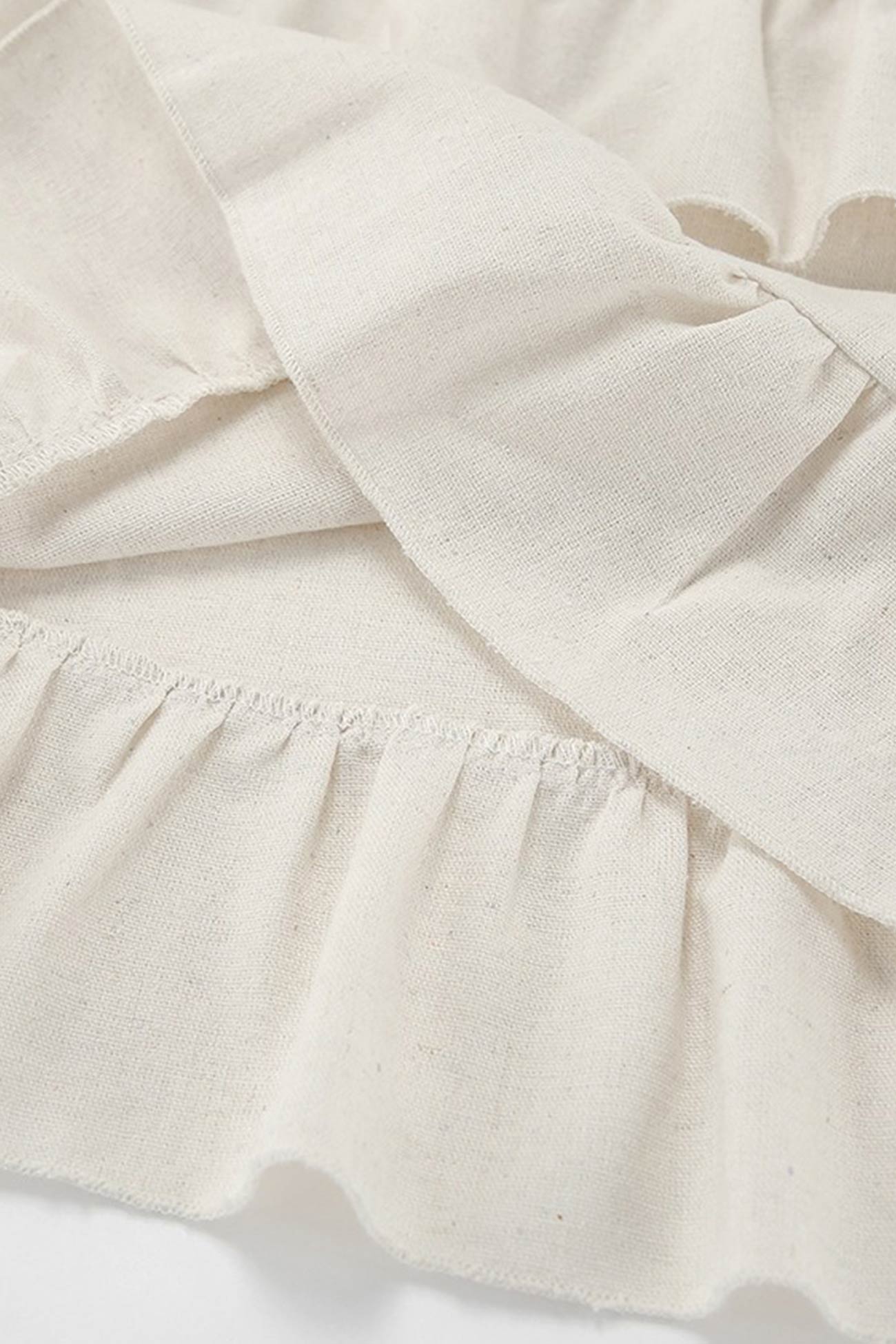 Halter Neck Tiered Cotton Linen Mini Dress