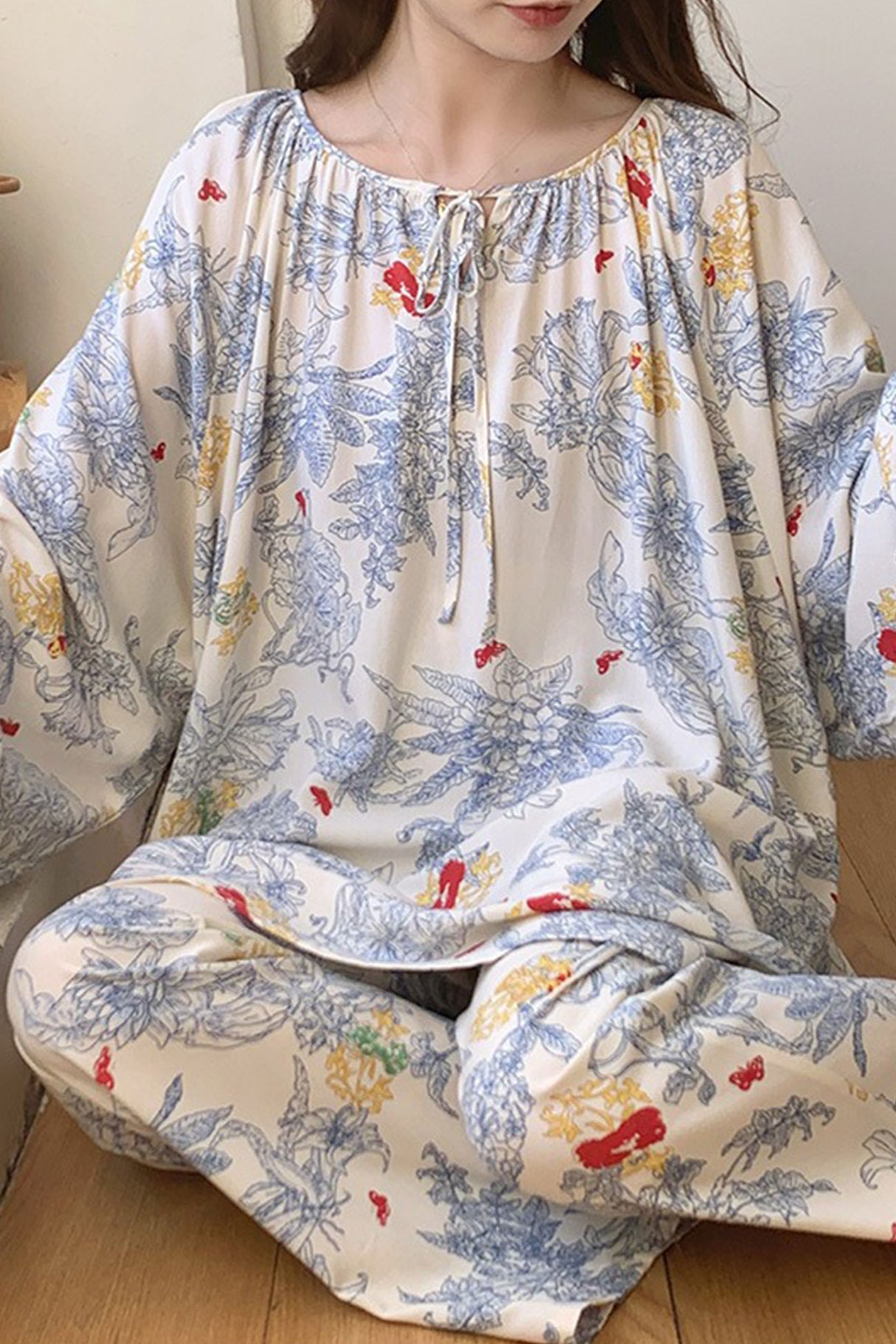 Arolora Printed Tie-up Oversize Loungewear