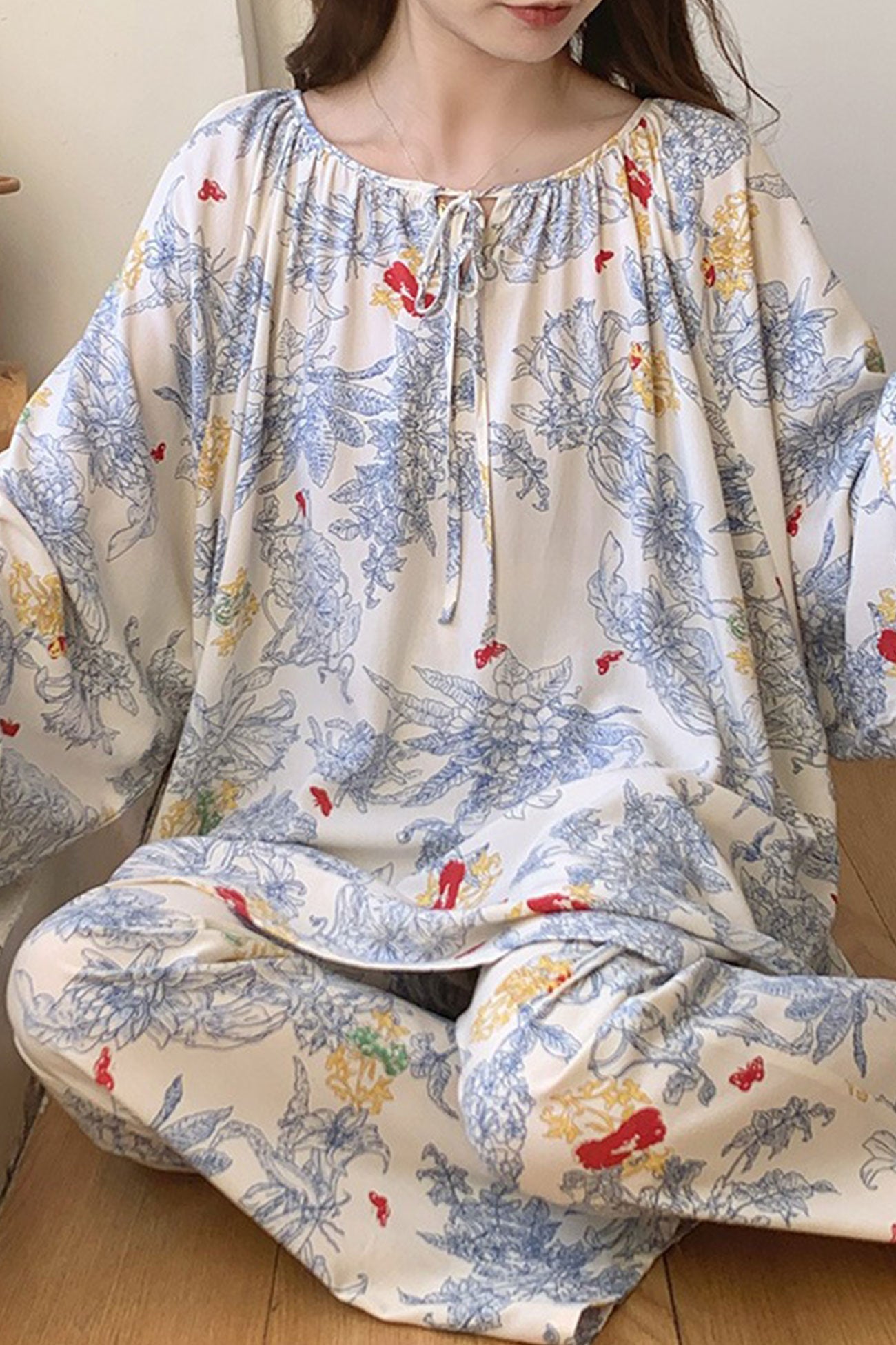 Arolora Printed Tie-up Oversize Loungewear
