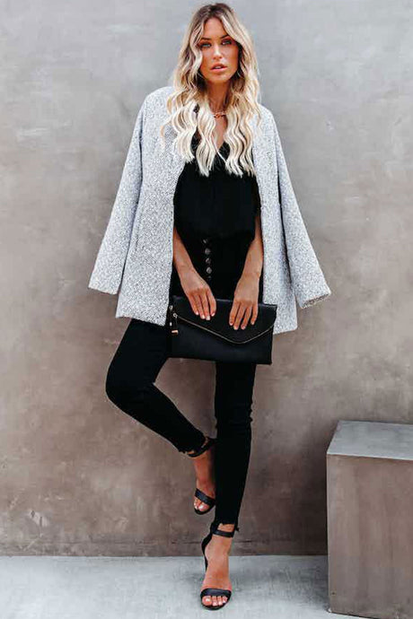 Arolora Heather Grey Pocketed Coat