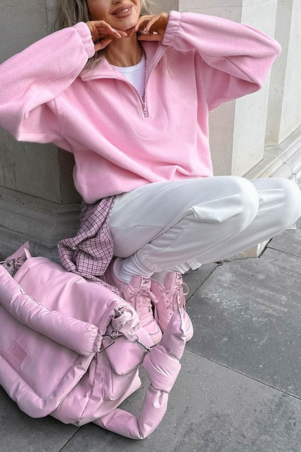 Polar Fleece Lapel Zip-up Sweatshirt