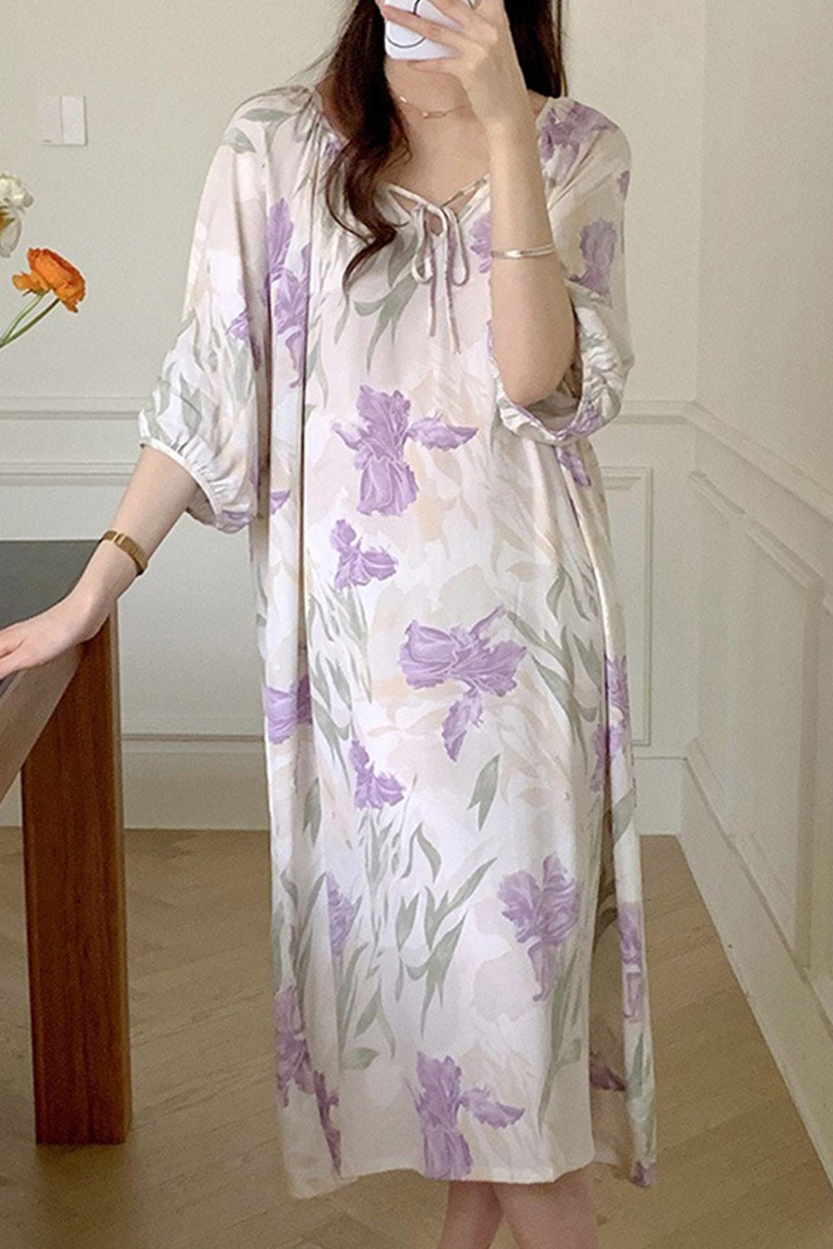 Arolora Printed Tie-up Oversize Loungewear