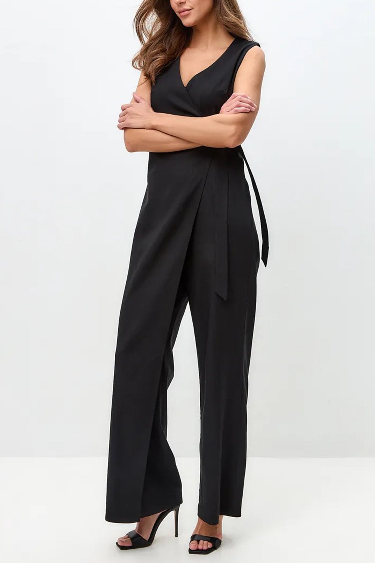 V Neck Zip-up Strappy Jumpsuits