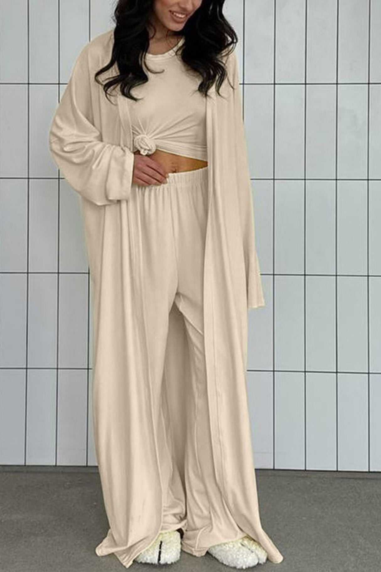 Solid Color Comfy Three-piece Outfit