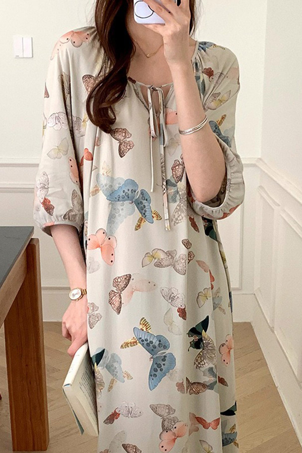 Arolora Printed Tie-up Oversize Loungewear