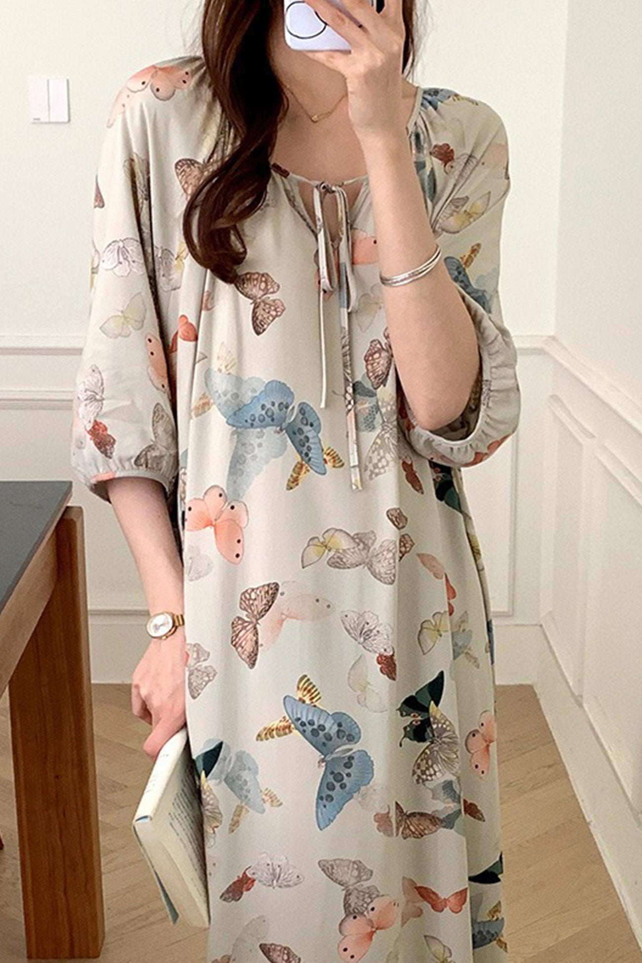 Arolora Printed Tie-up Oversize Loungewear