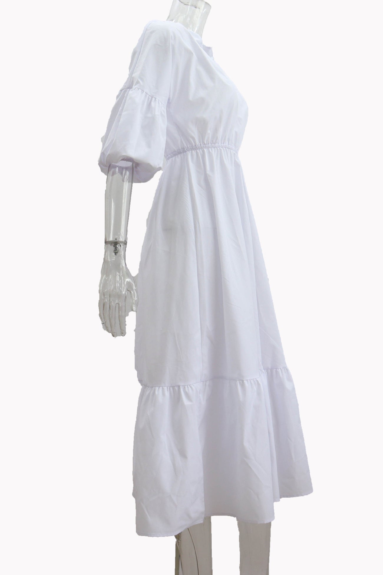 Arolora Half Sleeve V Neck High Waist Midi Dress