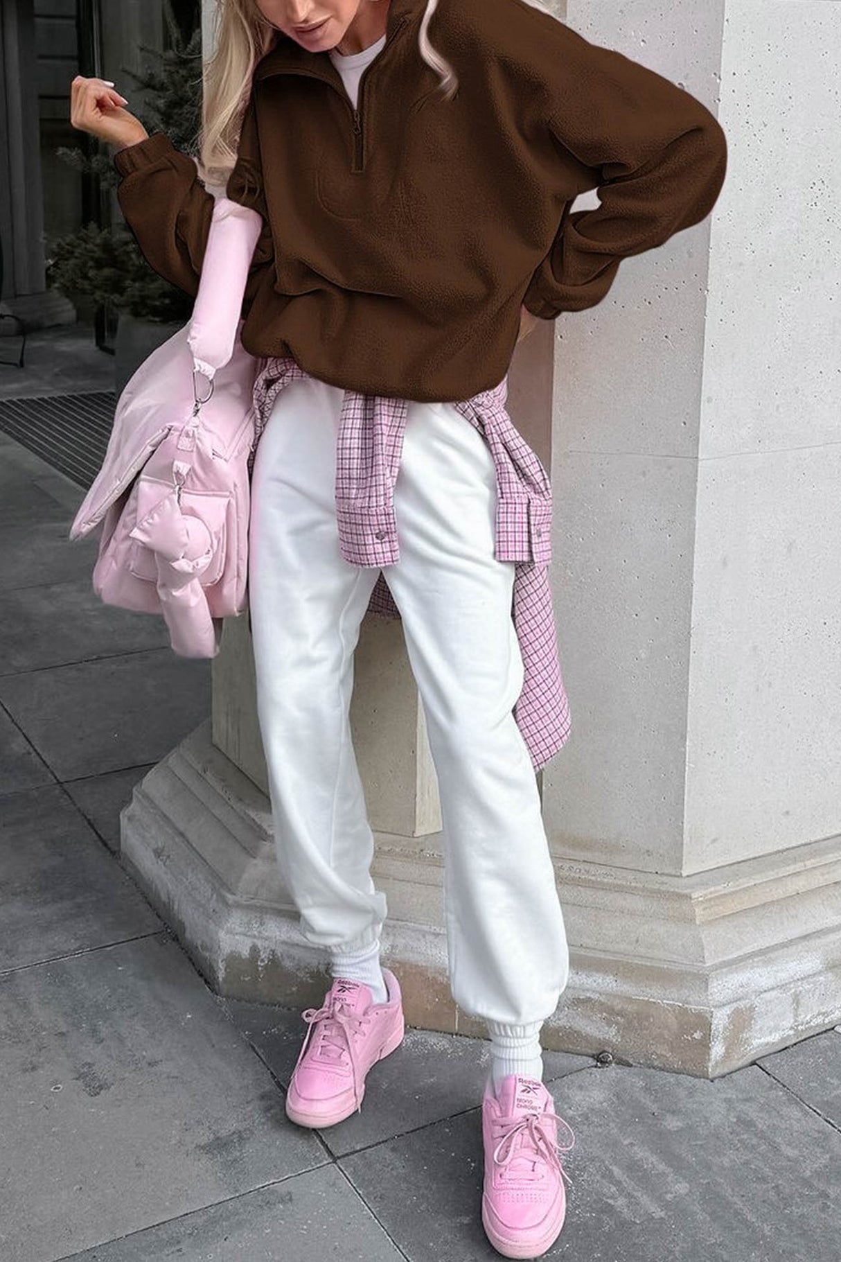 Polar Fleece Lapel Zip-up Sweatshirt