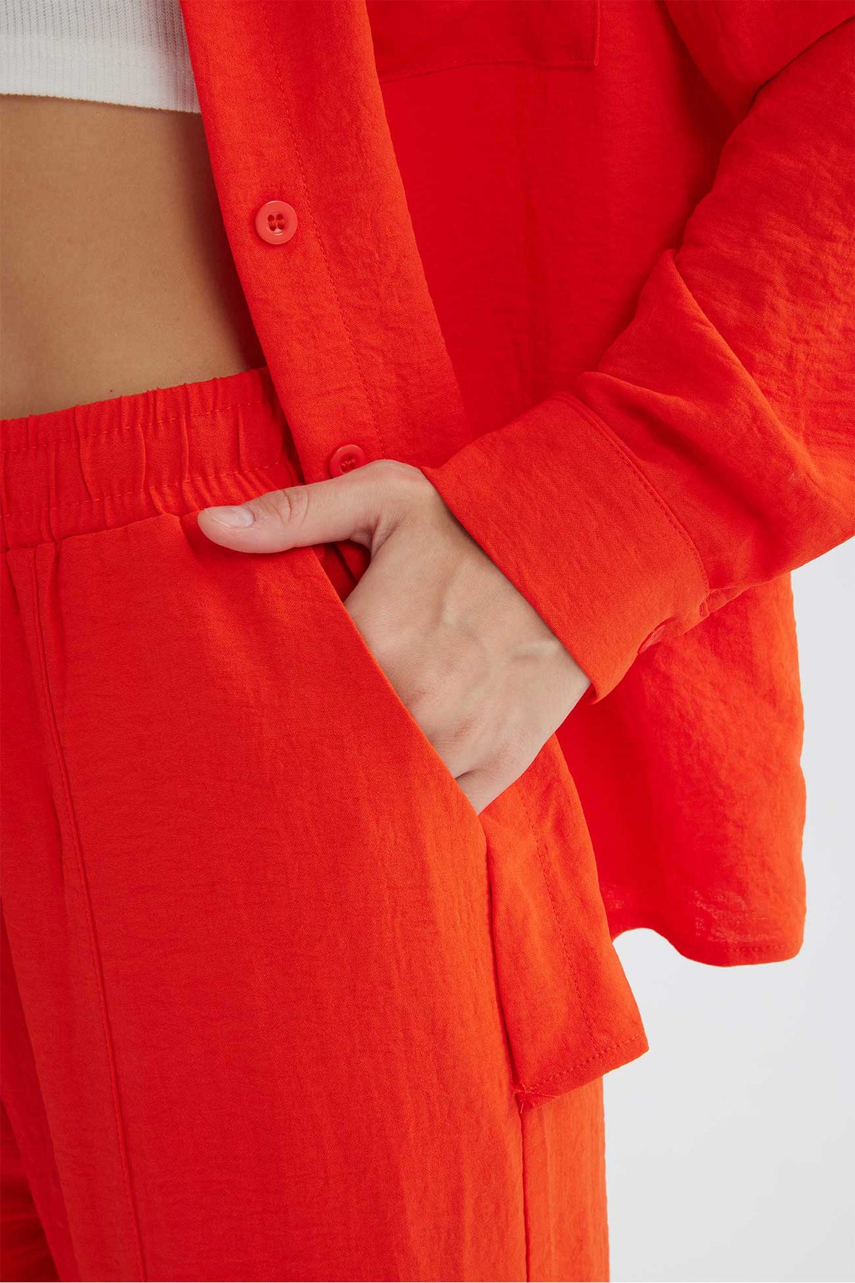 Long Sleeve Solid Color Shirt Long Pants Set