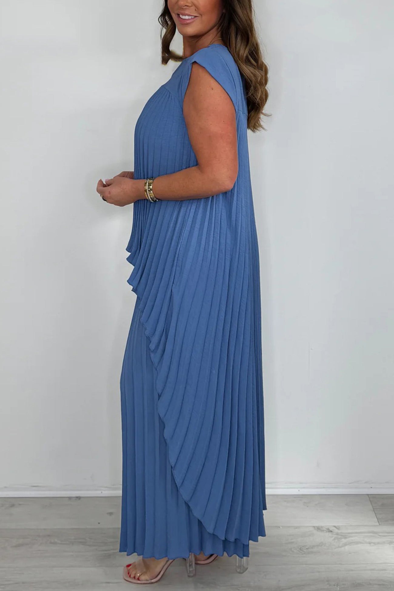 High-Low Pleated Tank Top Pants Set