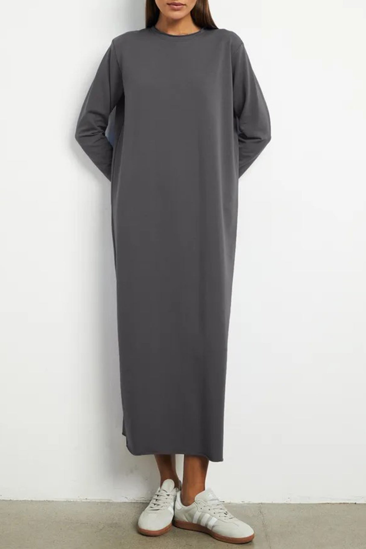 Crew Neck Long Sleeve Sweashirt Dress