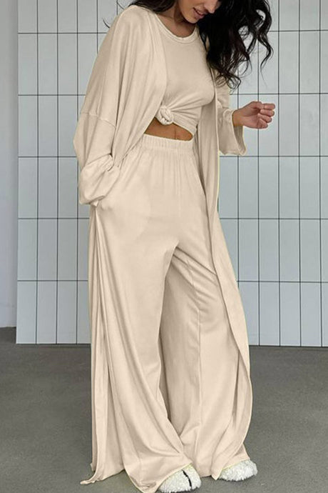 Solid Color Comfy Three-piece Outfit