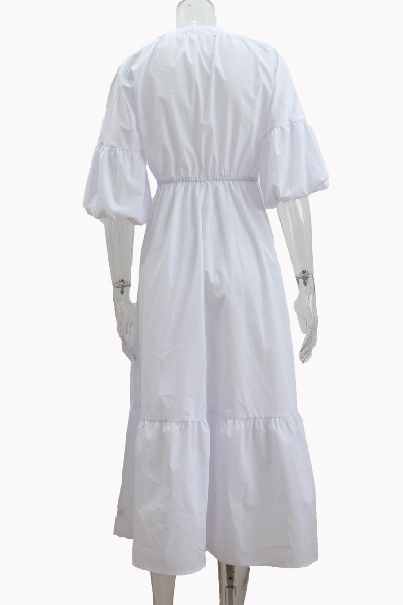 Arolora Half Sleeve V Neck High Waist Midi Dress